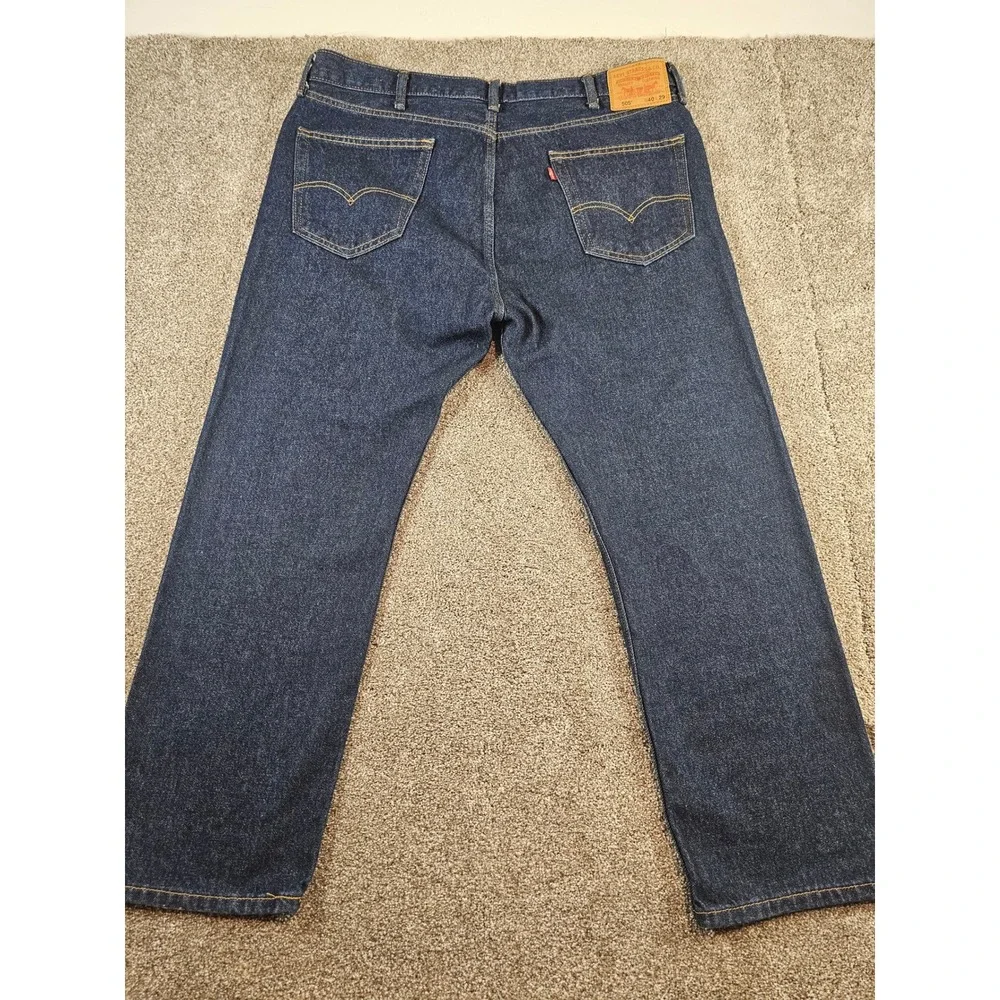 Levis 505 Regular Fit Jeans Mens 40x29 Dark Wash Indigo Blue Denim Straight Leg